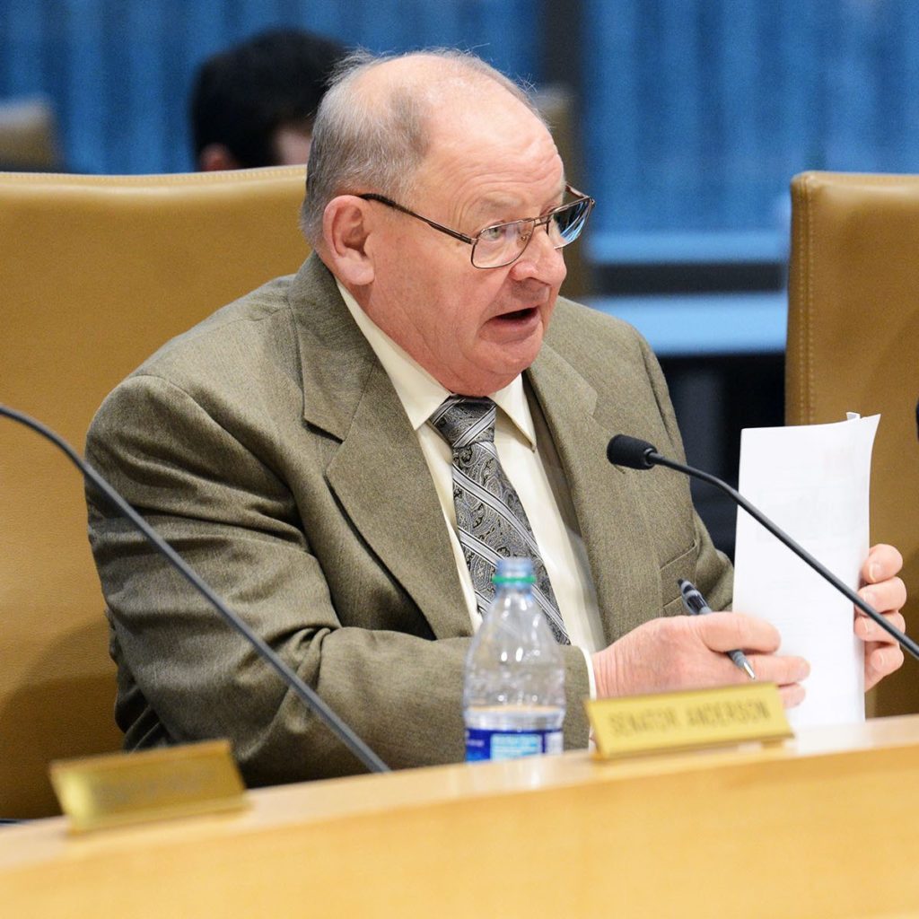 Sen. Dahms listens to committee testimony