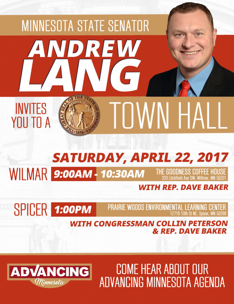 Senator Andrew Lang invites you to a town hall meeting