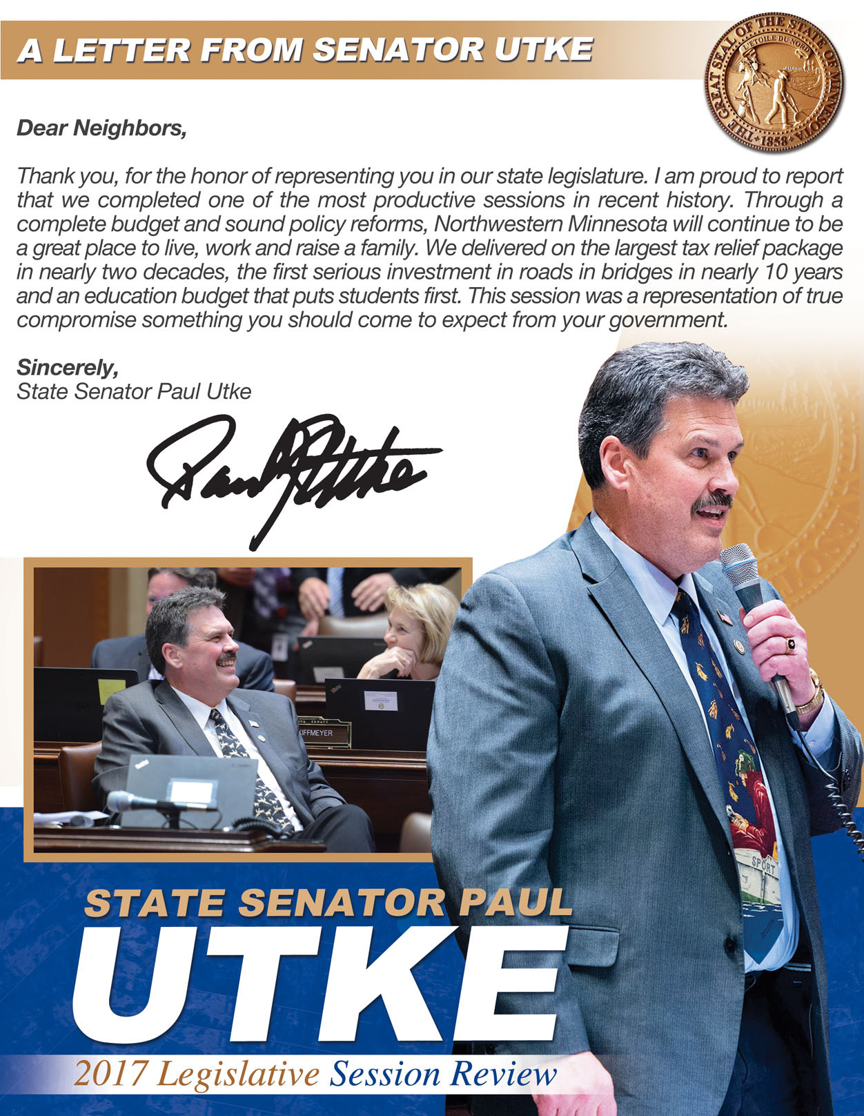 2017 session wrap from Sen. Paul Utke