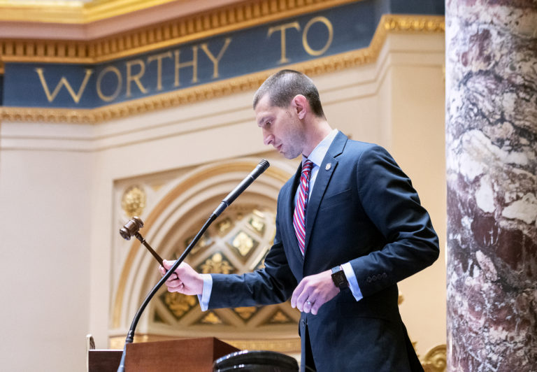 Senator Jeremy Miller presiding over Senate